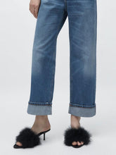 Black Faux Fur Fluffy Feather Backless Slide Round Toe High Heeled Sandals